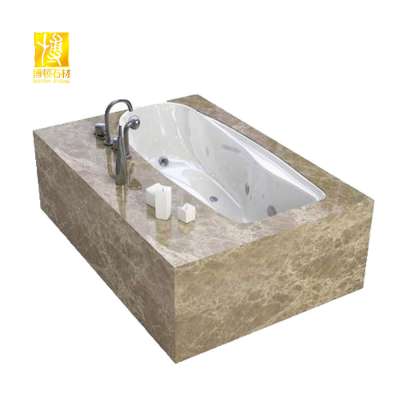 Bathroom Soild China Light Emperador Brown Marble Bath Tub