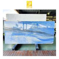 Luxury Stone Background Wall Polished Sky Blue Marble Slab for sale