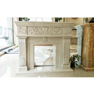 Limestone Frame Stone Marble Fireplace Mantel