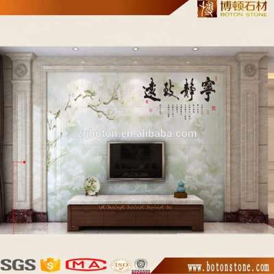 white colored smoke-proof natural stone for tv background wall