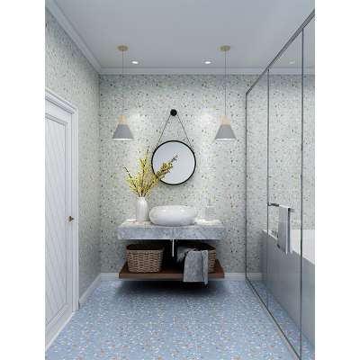 Customized blue bathroom wall tile Terrazzo ceramic floor tile 60*60